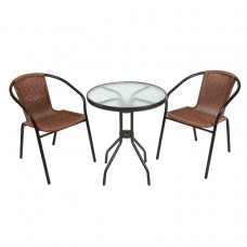 Комплект кофейный Bistro (стол+2 кресла) из искусственного ротанга (круглый стол)