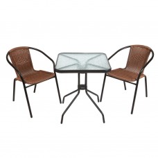 Комплект кофейный Bistro (стол+2 кресла) из искусственного ротанга